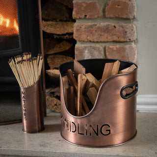 Copper Log & Kindling Holder Set