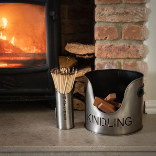 Pewter Log & Kindling Holder Set