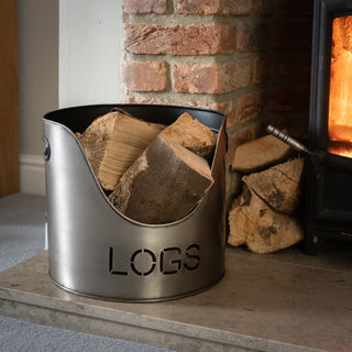 Pewter Log & Kindling Holder Set