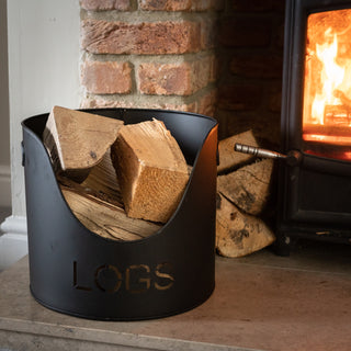 Black Log & Kindling Holder Set