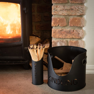 Black Log & Kindling Holder Set