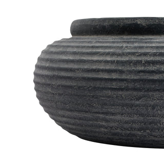 Pebble Grey Round Ribbed Planter