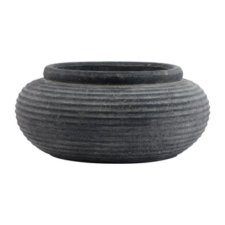 Pebble Grey Round Ribbed Planter