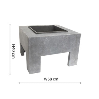 Square Fire Pit & Square Console Cement