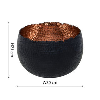 Hammered Bowl Black & Copper Large