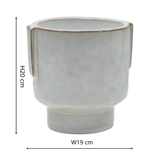 Aries Glazed handles planter White