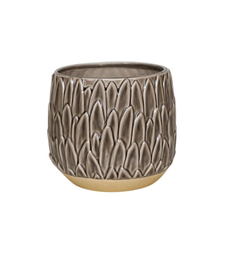 Arles Leaf Embossed Mocha Planter