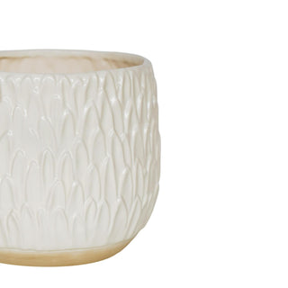 Arles Leaf Embossed White Planter