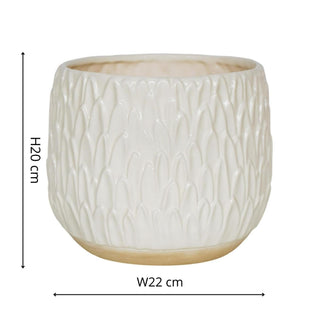 Arles Leaf Embossed White Planter