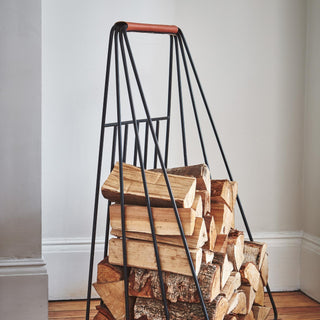 Leather-Handled Log Rack