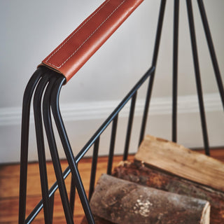 Leather-Handled Log Rack