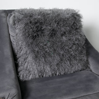 Grey Curly Sheepskin Cushion