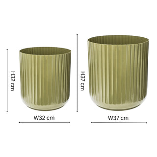 Hudson Green Corrugated Planter Set of Two