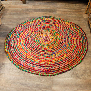 Rainbow Round Jute & Cotton Rug