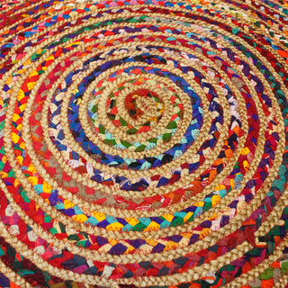 Rainbow Round Jute & Cotton Rug