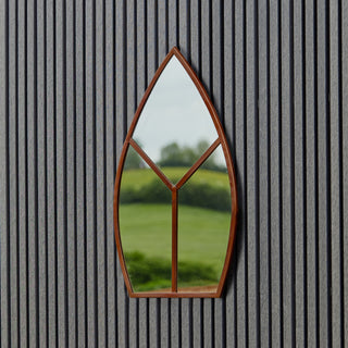 Leaf Arch Outdoor Mirror Natural Rust