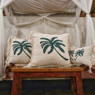 Linen Cushion Cover Palm Tree Large