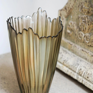 Mocha Rippled Glass Vase