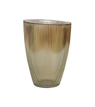 Mocha Ribbed Tall Vase