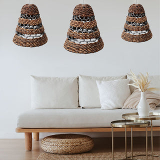 Banana Leaf & Hitam Raffia Lamp Shades