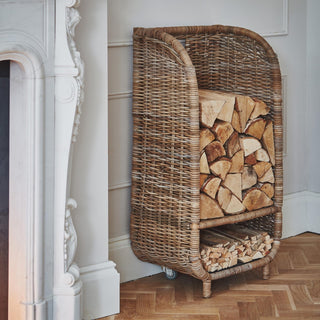 Rustic Rattan Log Cart