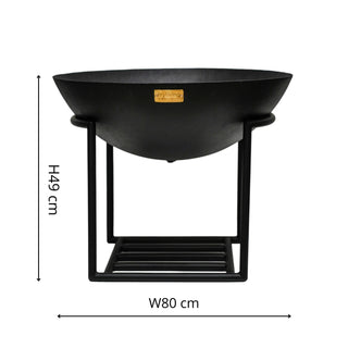 Outdoor Cast Iron Fire Pit Black in Large