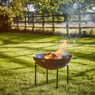 Outdoor Cast Iron Fire Pit on Stand in Rust