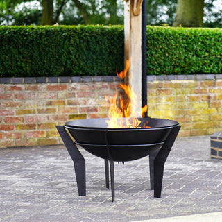 Cypress Black Metal Outdoor Fire Pit on Stand