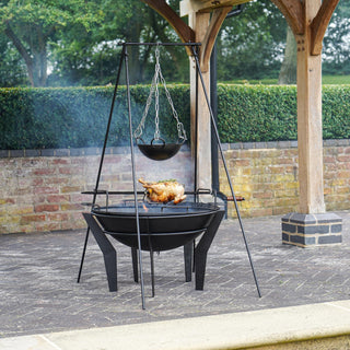 Cypress Black Metal Outdoor Fire Pit on Stand