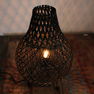 Rattan Black Table Lamp