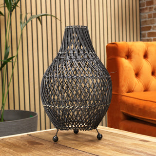 Rattan Black Table Lamp