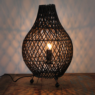 Rattan Black Table Lamp