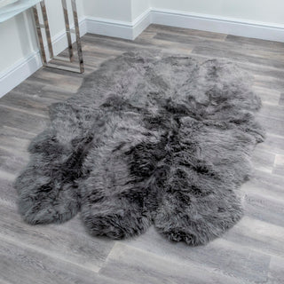 Six-Pelt Grey Sheepskin Rug