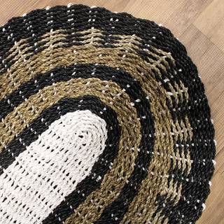 Oval Seagrass Black, White & Tan