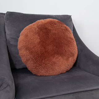 Coral Short Pile Round Sheepskin Cushion