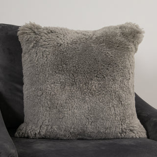 Short Pile Sheepskin Cushion Grey