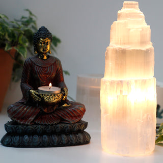 Natural Selenite Tower Lamp