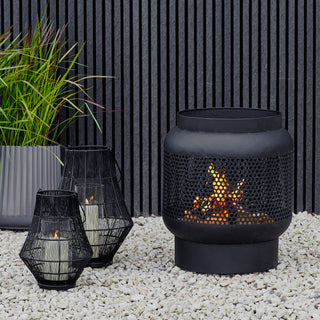 Bramble Tall Outdoor Fire Basket Black