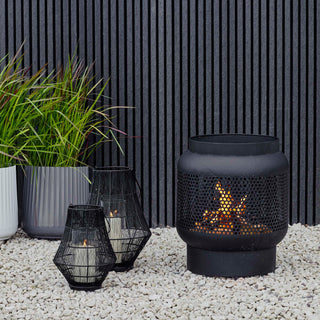 Bramble Tall Outdoor Fire Basket Black